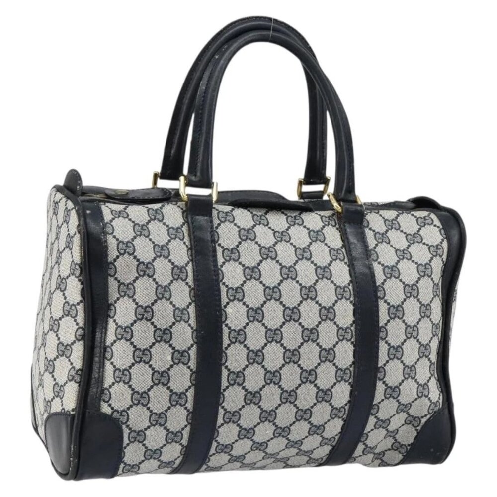 GUCCI GG Supreme Boston Bag PVC Navy Gold